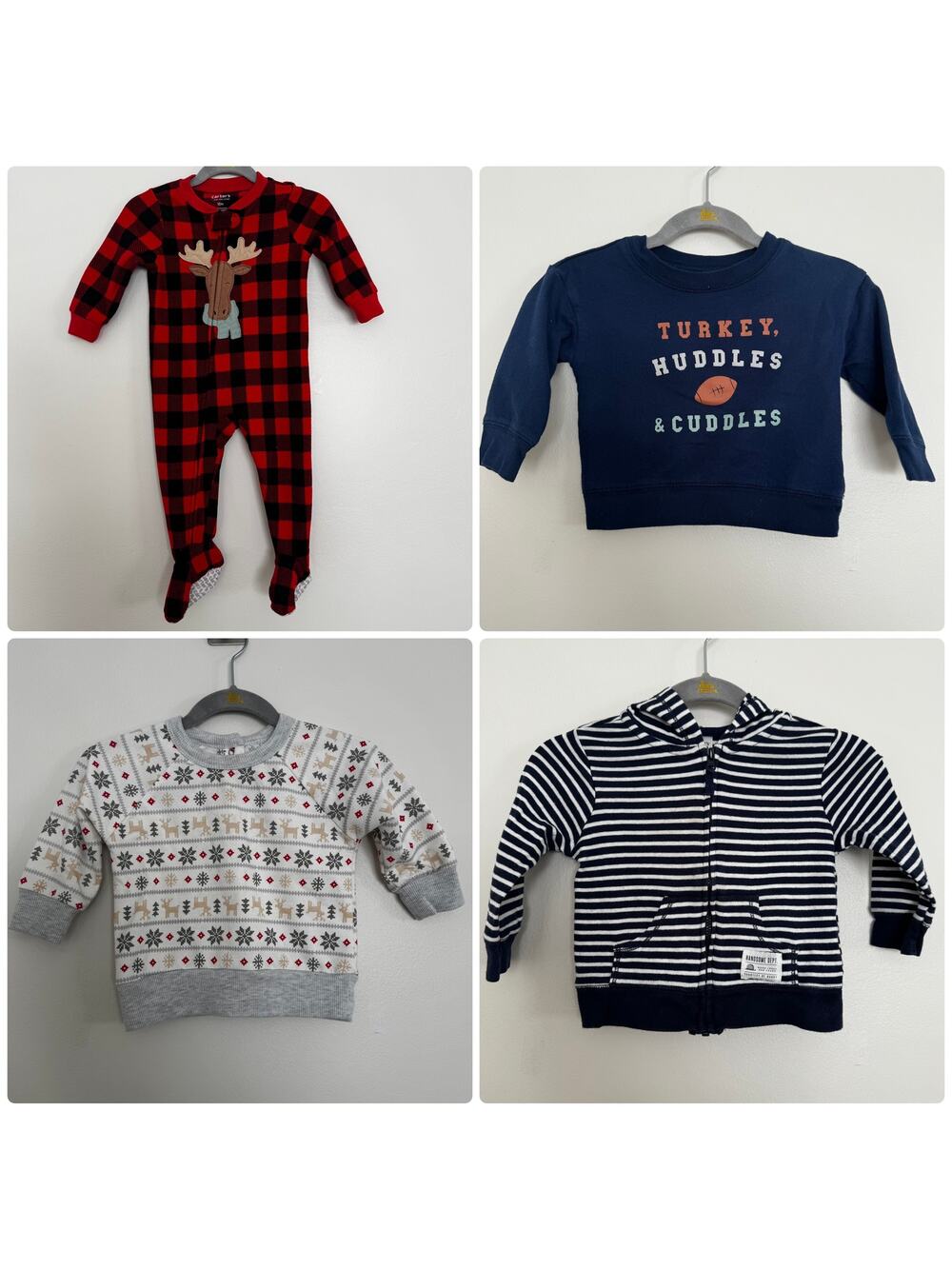 Cool Weather Baby Bundle, 4 Pieces: Footed Pajamas, Sweatshirts, Zip Up Hoodie
